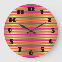 Pink, Orange & Faux Metallic Gold Stripes