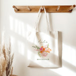 Pink Orange Floral Bridal Shower Welcome Sign Tote Bag<br><div class="desc">Personalized Cute Pink Orange Floral Watercolor Bridal Shower Tote Bag Bridesmaid Gift</div>