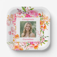 Pink Orange Floral Graduation Party Photo 2026