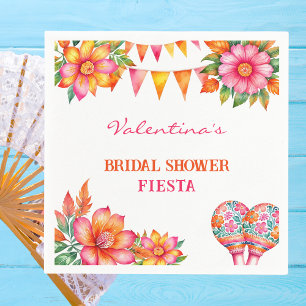 Pink Orange Floral Mexican Fiesta Bridal Shower Napkin