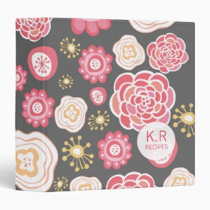 Pink Orange Floral Pattern Designer Recipe Binder