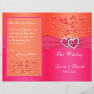 Pink Orange Floral, Programme de mariage des coeur
