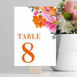Pink & Orange Floral Summer Bloom Table 8 Wedding Table Number<br><div class="desc">This elegant table number card would make a great addition to your wedding supplies! Easily add your own details by clicking on the "personalize" option. 🌸 PLEASE NOTE: The size of this card is 3.5" x 5". If you’d like a larger size, please contact me before 💖 making your purchase....</div>