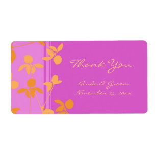 Pink Orange Floral Swirls Wedding Labels