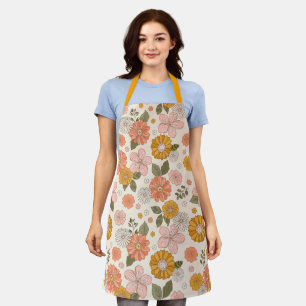 Pink & Orange Flower Garden Pattern Apron
