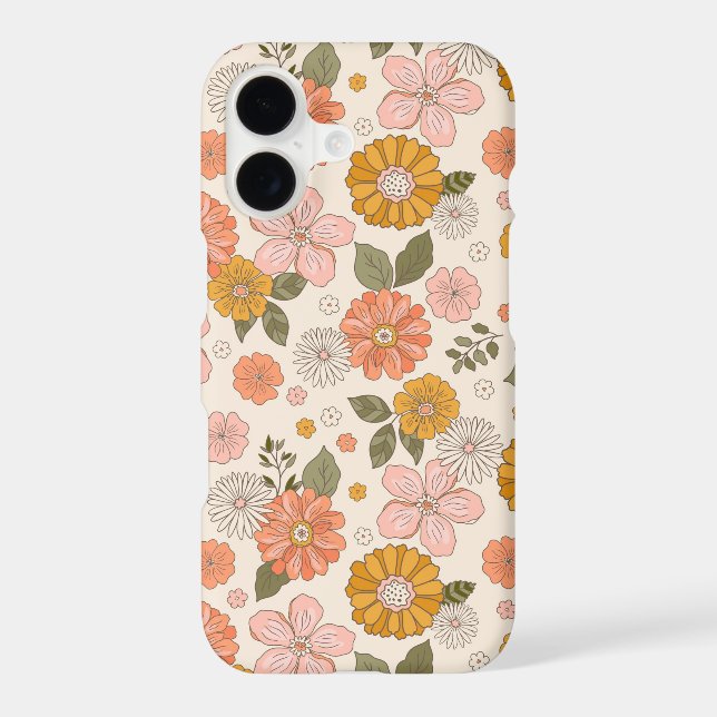 Pink & Orange Flower Garden Pattern iPhone Case (Back)
