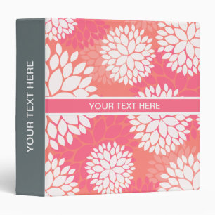 Pink Orange Flower Pattern Binder