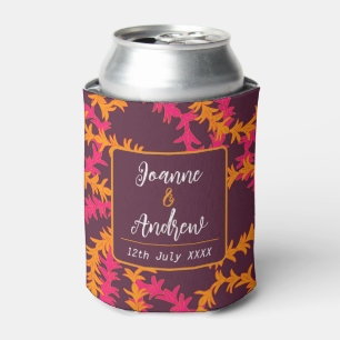Pink Orange Flowers Hawaii Beach Wedding Favour Can Cooler