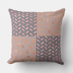 Pink/Orange Foil Geometric Patchwork Pillow