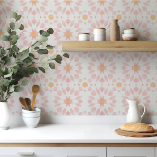 Pink orange geometric Morrocan watercolor  Tile