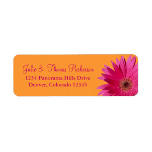 Pink Orange Gerbera Daisy Mariage Adresse de retou