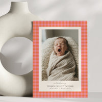 Pink Orange Gingham Check Newborn Photo Baby Birth