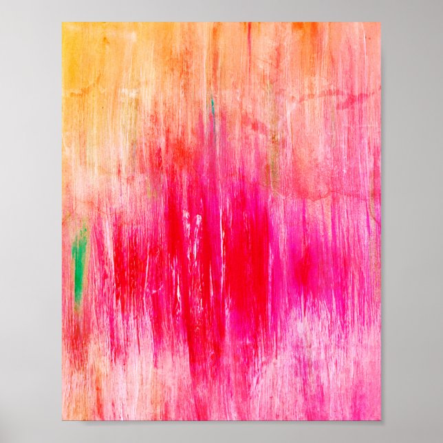 Pink Orange Girly Art Modern Trendy Neon Poster (Front)