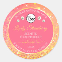 Pink Orange Glitter Product Labels Logo Diamonds