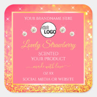 Pink Orange Glitter Product Labels Logo Diamonds