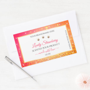 Pink Orange Glitter White Product Labels Diamonds