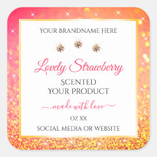 Pink Orange Glitter White Product Labels Diamonds