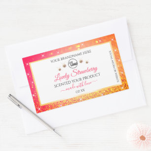 Pink Orange Glitter White Product Labels with Logo