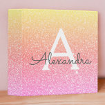 Pink Orange Gold Glitter & Sparkle Monogram Binder<br><div class="desc">Pink Orange and Yellow Gold Pastel Ombre Faux Glitter and Sparkle Elegant Binder. These Binders can be customized to include your initial and first name.</div>