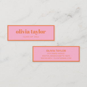 Pink Orange Graduation Contact Calling Card Insert