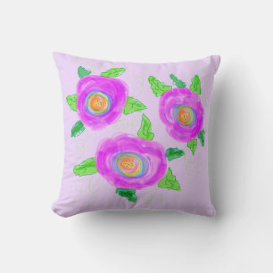 Pink Orange Green And Mauve Throw Pillow