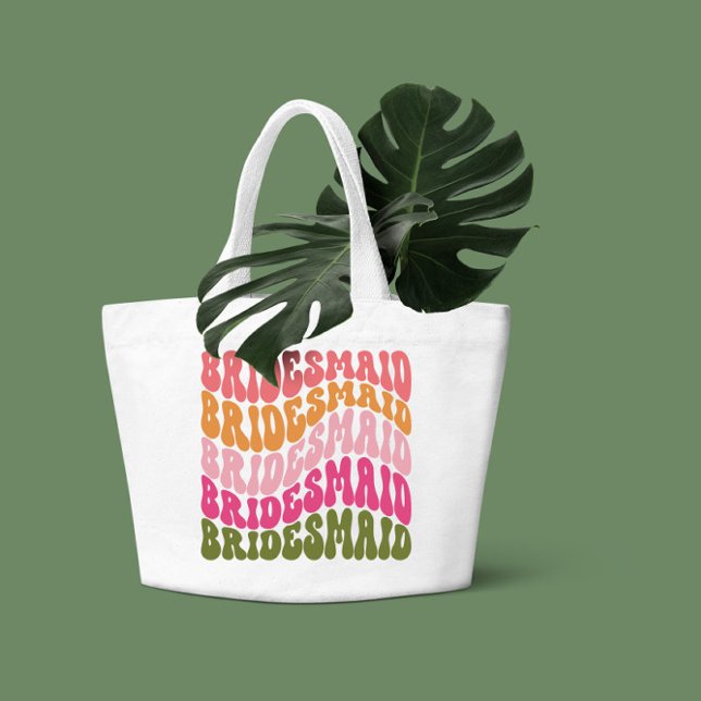 Pink orange green girly retro simple vibes large tote bag (Creator Uploaded)