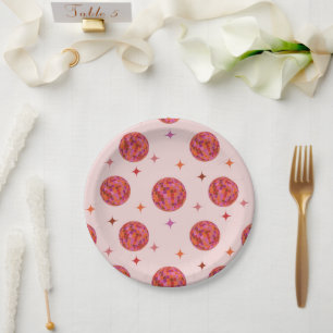 Pink Orange Groovy Last disco Bachelorette    Paper Plate