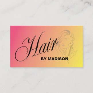 Pink Orange Hair Stylist QR Code  Business Card