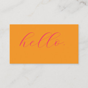 Pink Orange Hello Typography Script Colorful 2026 Business Card