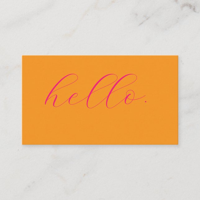 Pink Orange Hello Typography Script Colourful 2026 Business Card (Front)