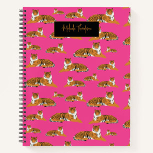 Pink Orange Jungle Safari Tiger Animal Cute Notebook