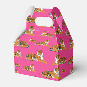 Pink Orange Jungle Tiger Animal Pattern Favor Box