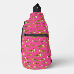 Pink Orange Jungle Tiger Animal Pattern School Sling Bag