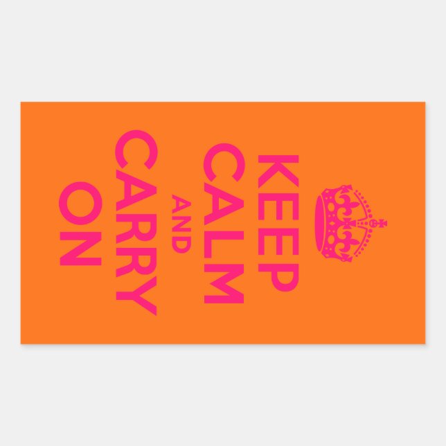 Pink Orange Keep Calm and Carry On Sticker (Front)