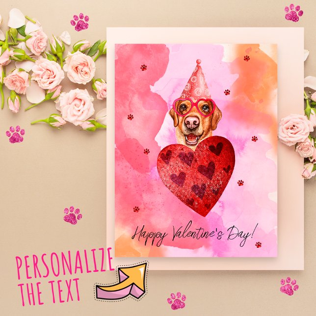Pink Orange Labrador Valentine's Day Gift Dog Holiday Postcard (Creator Uploaded)