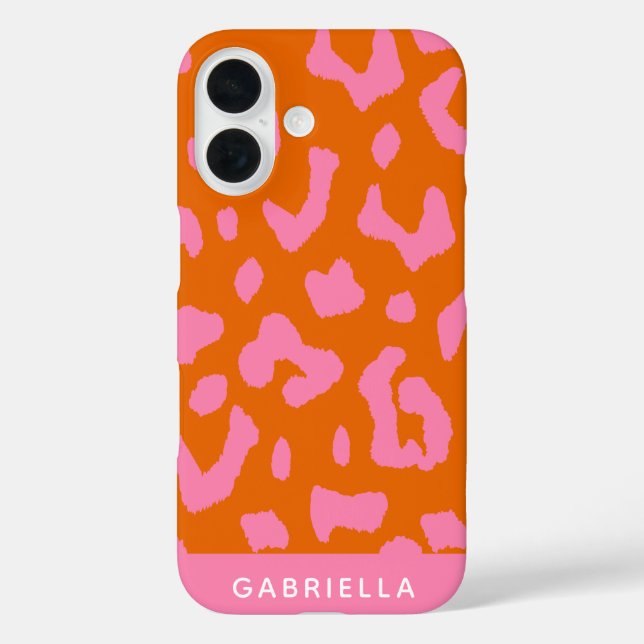 Pink Orange Leopard Print Pattern Personalized Case-Mate iPhone Case (Back)