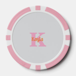 Pink Orange Light Grey Gray Custom Color Gift Poker Chips
