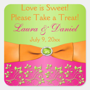 Pink Orange Lime Floral Candy Buffet Sticker