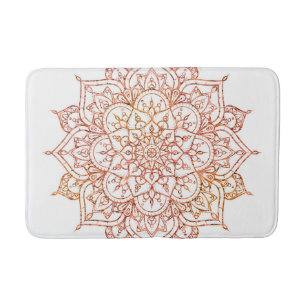 Pink & Orange Mandala on White Glam Bath Mat