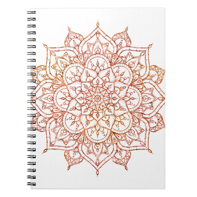 Pink & Orange Mandala on White Glam Notebook (Front)