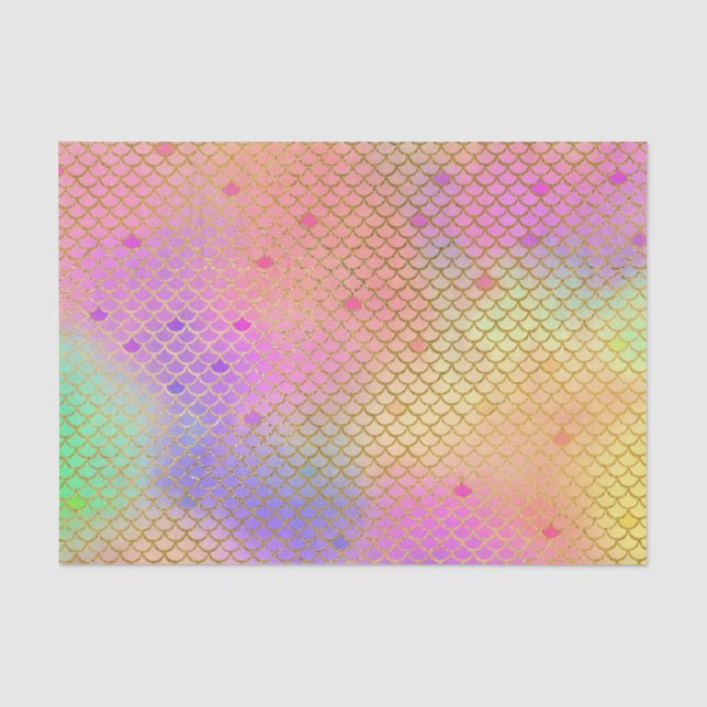 Pink & Orange Mermaid Pattern Birthday Party Tissue Paper (Front)