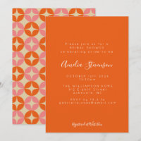 Pink Orange Mid Modern Geometric Bridal Shower 