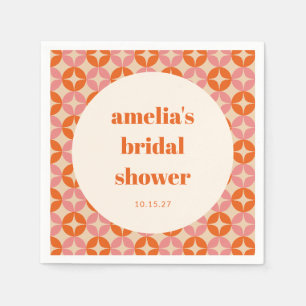 Pink Orange MidCentury Modern Custom Bridal Shower Napkin