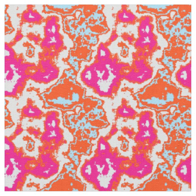 Pink Orange Mix Abstract Marble Modern Pattern Fabric (Close Up)