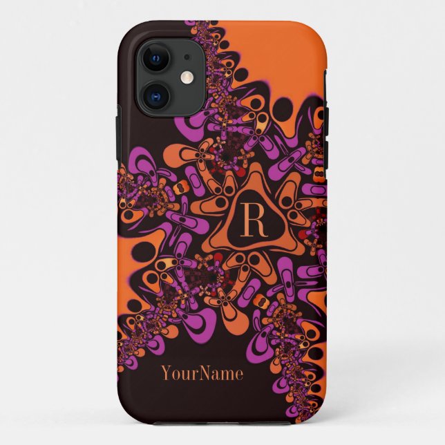Pink Orange Modern Abstract Monogram iPhone 5 Case-Mate iPhone Case (Back)