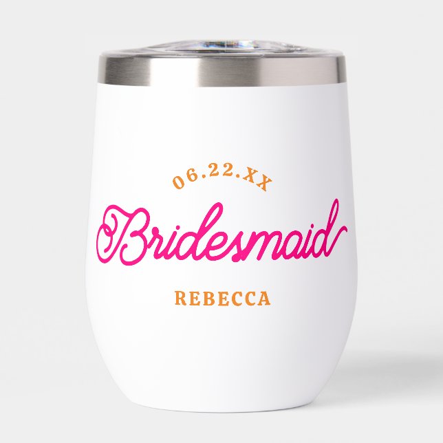 Pink Orange Modern Custom Minimalist Bridesmaid (Front)