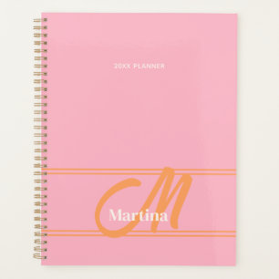 Pink Orange Modern Monogram Weekly Planner