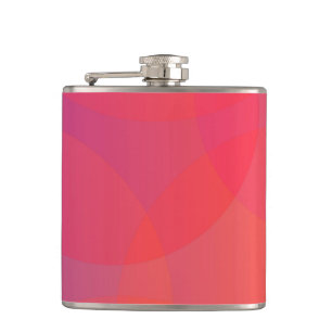 Pink, orange, modern, simple, cool, trendy art hip flask