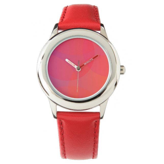 Pink, orange, modern, simple, cool, trendy art watch (Front)