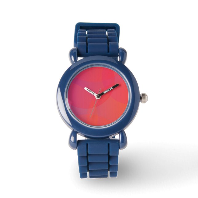 Pink, orange, modern, simple, cool, trendy art watch (Front)